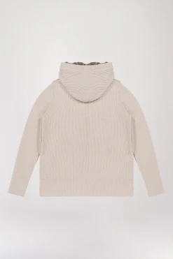 Gilet à capuche à fourrure béton