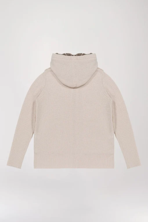 Gilet à capuche à fourrure béton