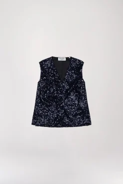 Gilet à sequins marine