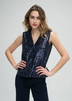 Gilet à sequins marine