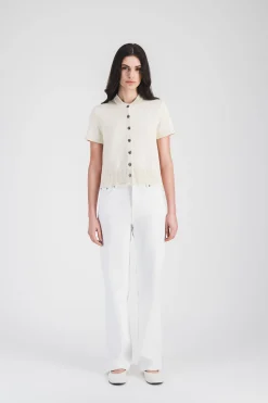Gilet blanc cassé à manches courtes