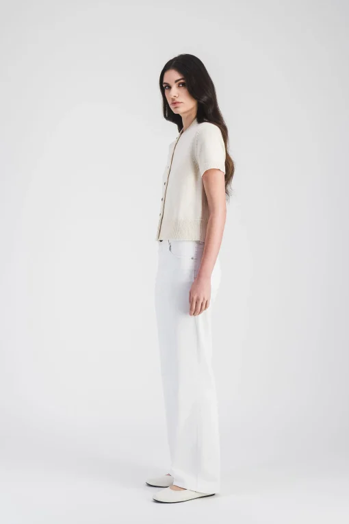 Gilet blanc cassé à manches courtes