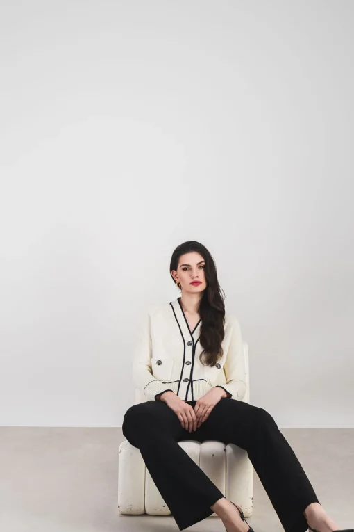 Gilet en coton en blanc cassé