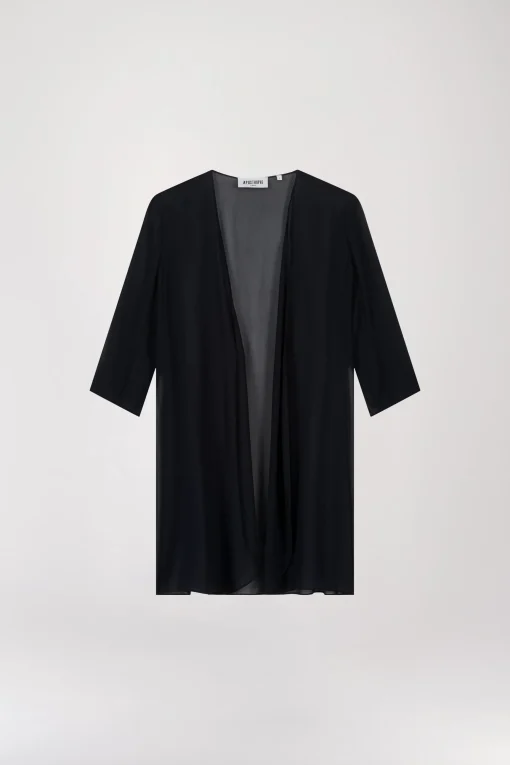 Gilet en mousseline de soie marine