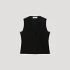 Gilet Noir à Boutons Recouverts