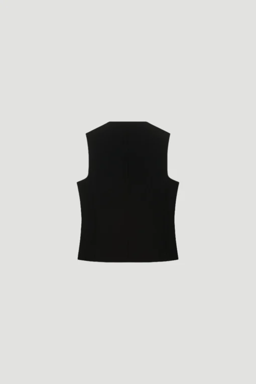 Gilet Noir à Boutons Recouverts