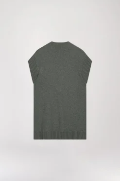 Gilet sans manche à franges kaki