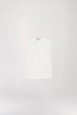 Gilet sans manche col V blanc