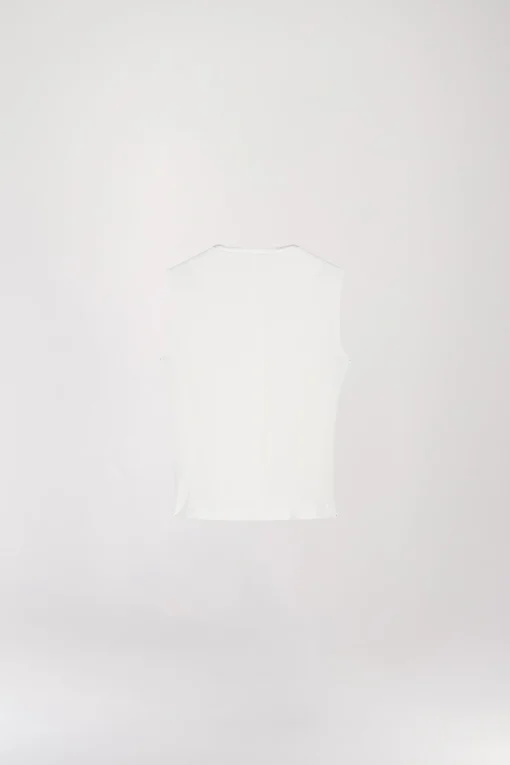 Gilet sans manche col V blanc