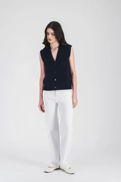 Gilet sans manches en cachemire avec strass incrustés