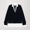 Gilet trompe l’œil en laine marine