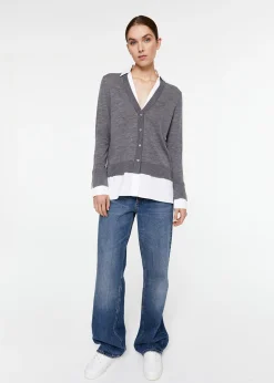 Gilet trompe l’œil en laine marine
