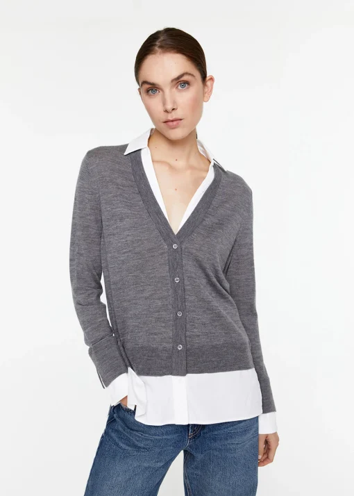 Gilet trompe l’œil en laine marine