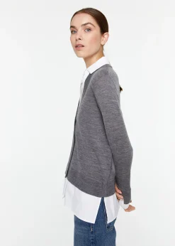 Gilet trompe l’œil en laine marine