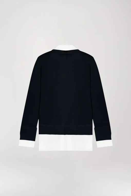 Gilet trompe l’œil en laine marine