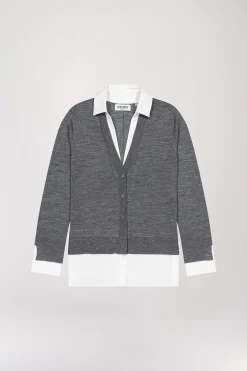 Gilet trompe l’oeil en laine gris
