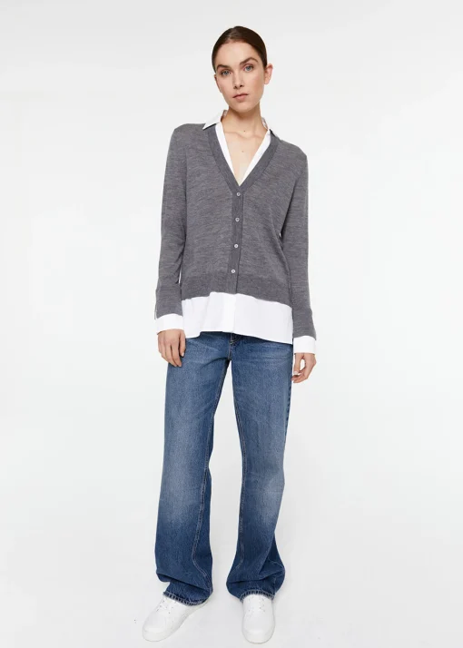 Gilet trompe l’oeil en laine gris
