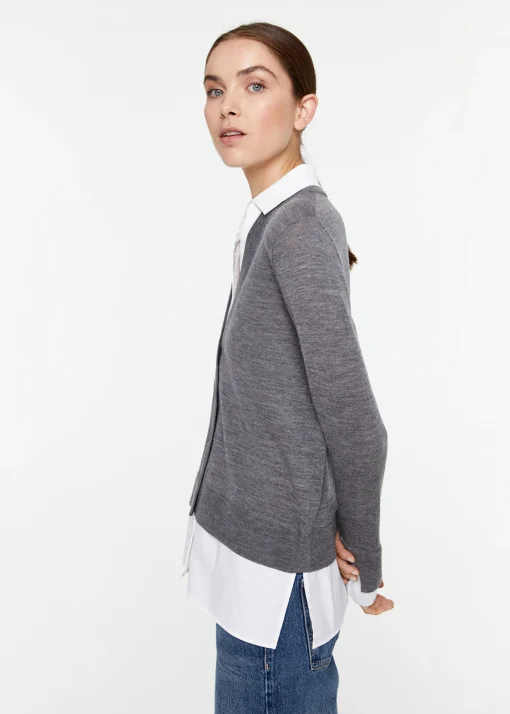 Gilet trompe l’oeil en laine gris