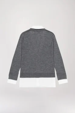 Gilet trompe l’oeil en laine gris