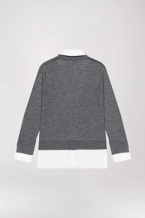 Gilet trompe l’oeil en laine gris
