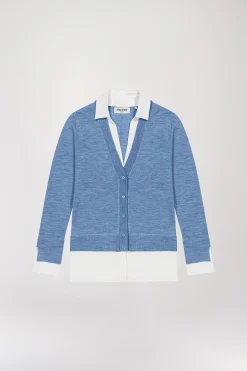 Gilet trompe-l'œil bleu denim