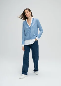 Gilet trompe-l'œil bleu denim
