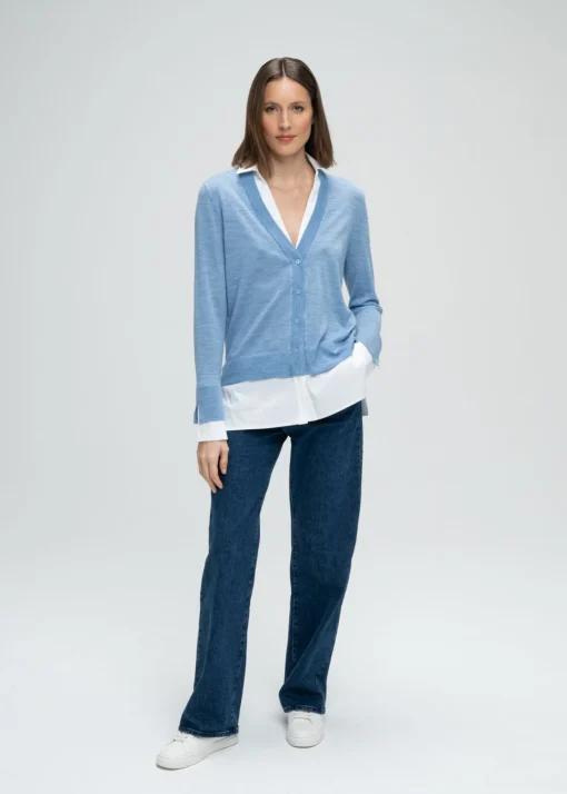 Gilet trompe-l'œil bleu denim