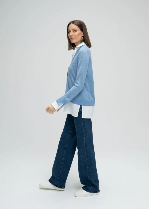 Gilet trompe-l'œil bleu denim
