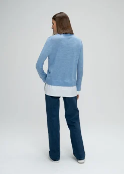 Gilet trompe-l'œil bleu denim