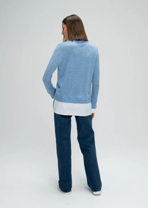 Gilet trompe-l'œil bleu denim