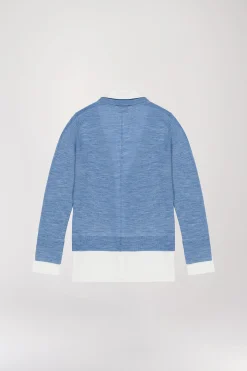 Gilet trompe-l'œil bleu denim