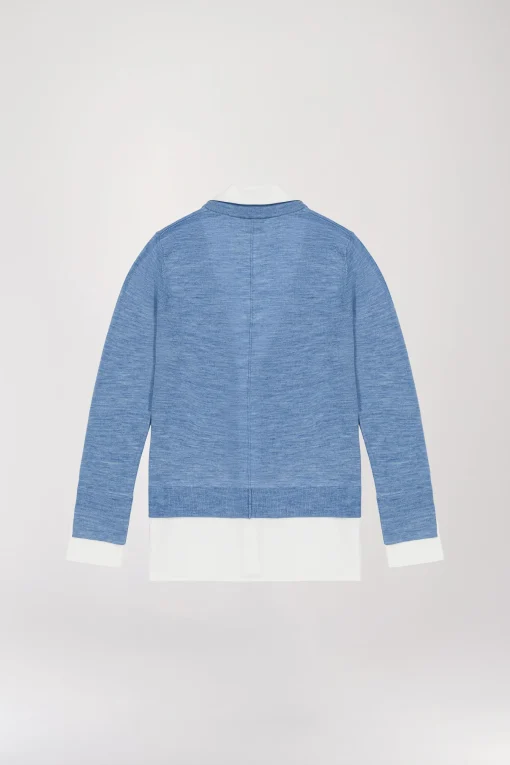 Gilet trompe-l'œil bleu denim