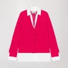 Gilet trompe-l’œil en laine framboise