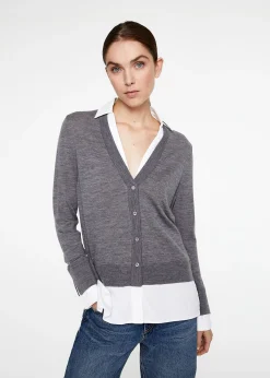 Gilet trompe-l’œil en laine framboise
