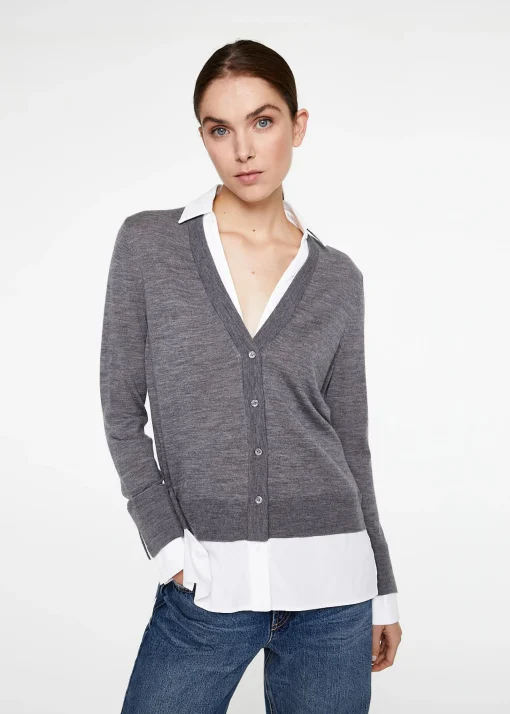 Gilet trompe-l’œil en laine framboise
