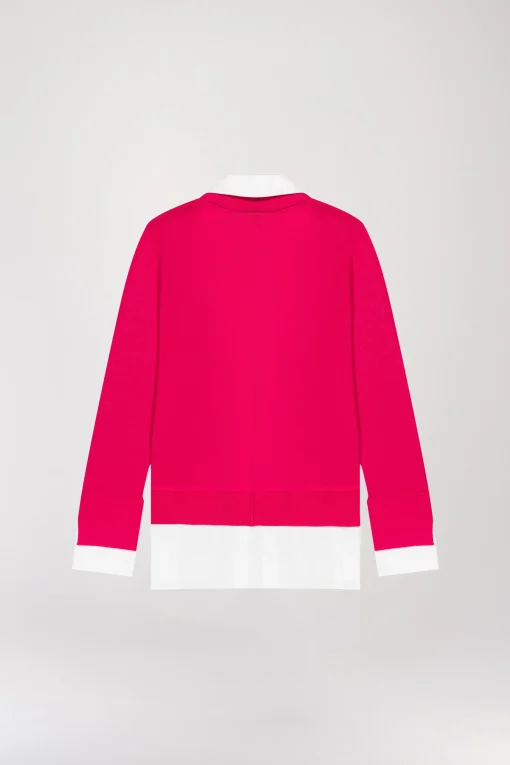 Gilet trompe-l’œil en laine framboise