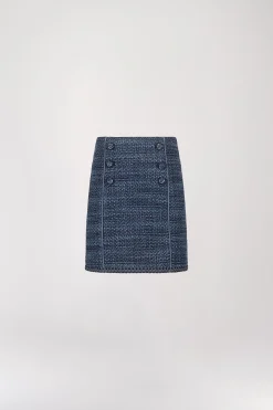 Jupe Courte en Tweed Bleu Denim