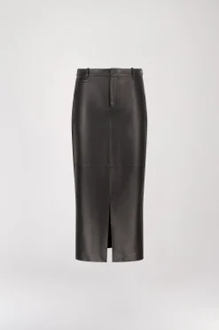 Jupe crayon en cuir noir