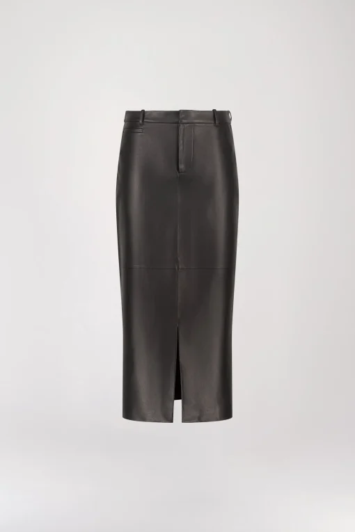Jupe crayon en cuir noir