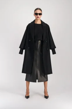 Jupe crayon en cuir noir