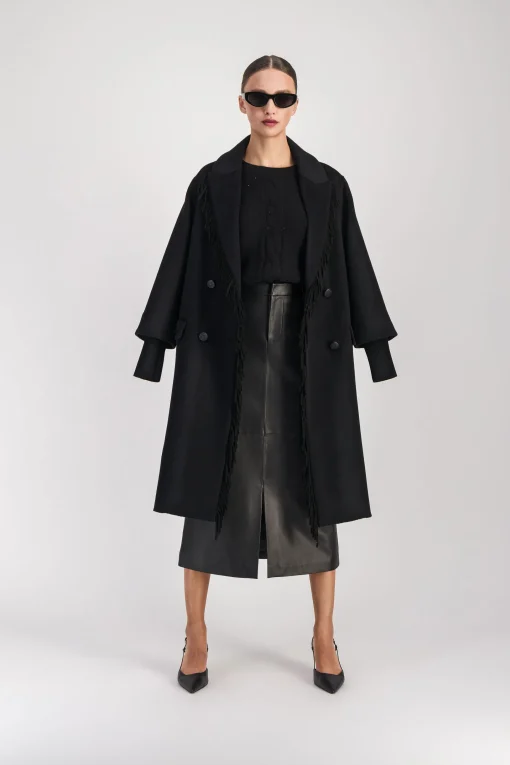 Jupe crayon en cuir noir