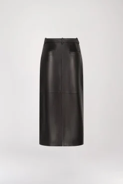 Jupe crayon en cuir noir