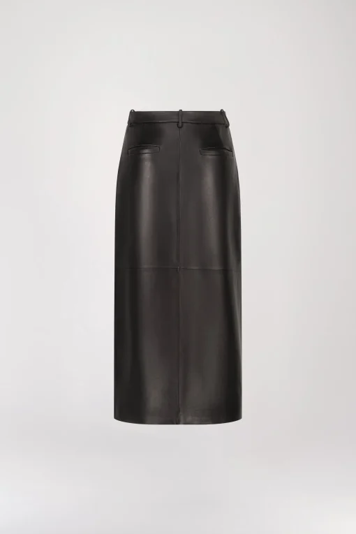 Jupe crayon en cuir noir