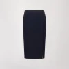 Jupe Droite Bleu Marine à Fente Côté
