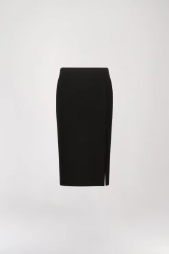 Jupe Droite Noire à Fente Côté