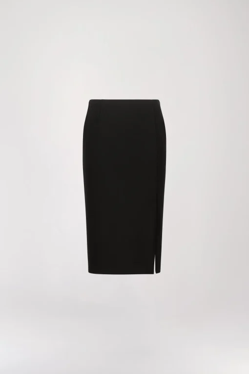 Jupe Droite Noire à Fente Côté