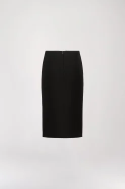 Jupe Droite Noire à Fente Côté
