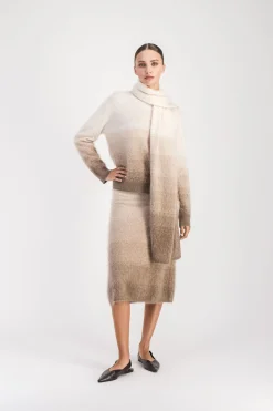 Jupe midi tie and dye taupe moyen