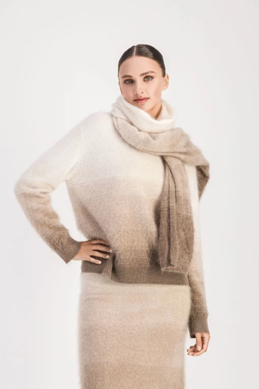 Jupe midi tie and dye taupe moyen