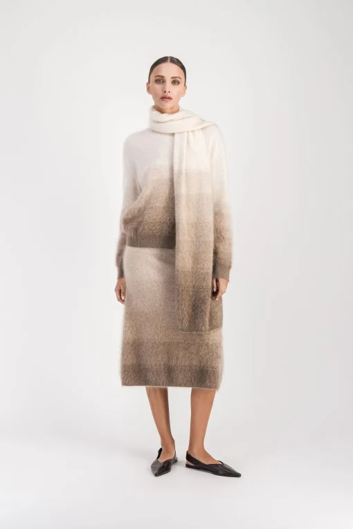 Jupe midi tie and dye taupe moyen